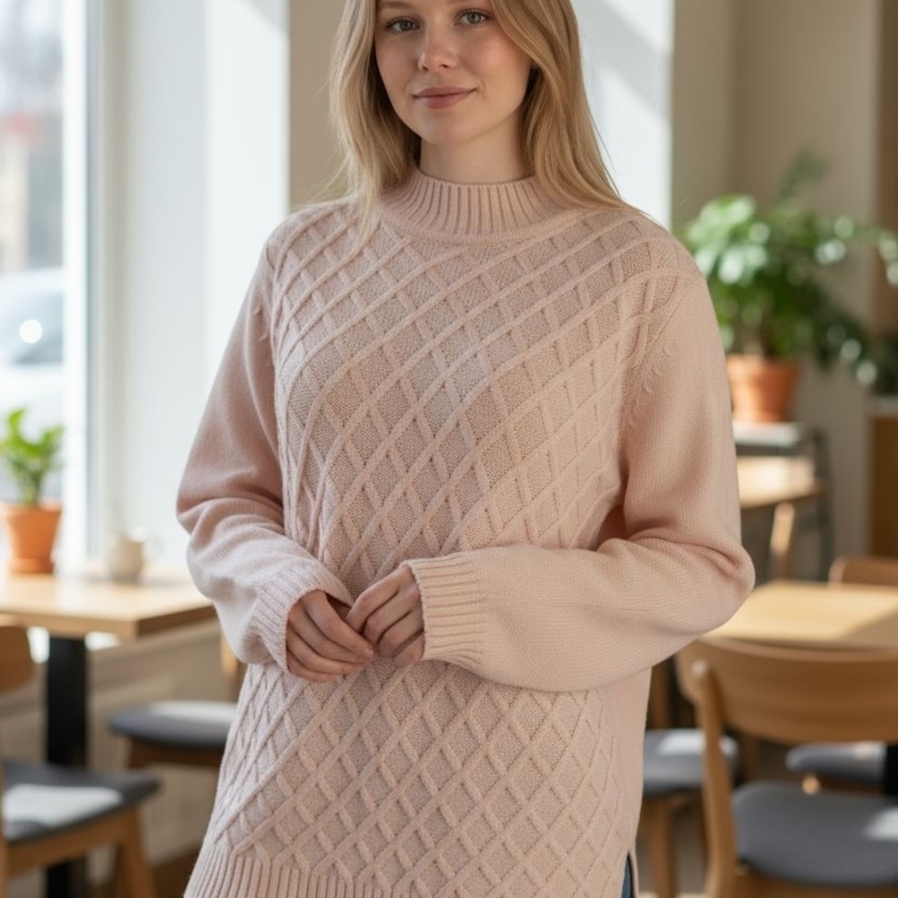 Salon Studio Pink Oversized Sweater Winter Comfy